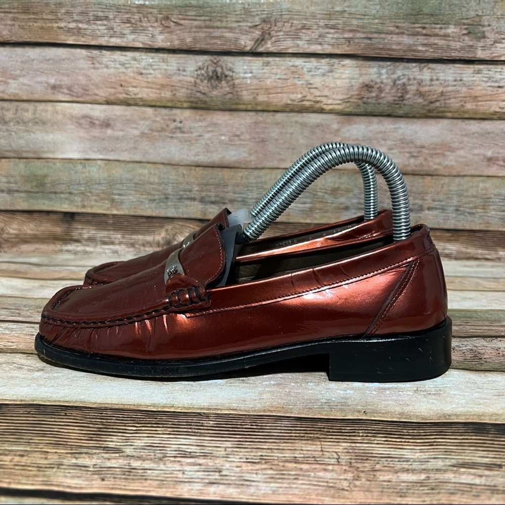 Bally Orange Patent Leather Loafers